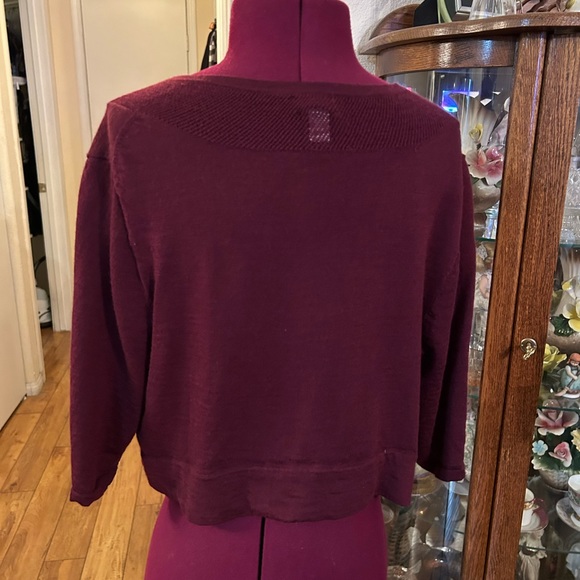 Banana Republic Burgundy Crop Style Sweater. Center Silver Button Closure. - Picture 4 of 5